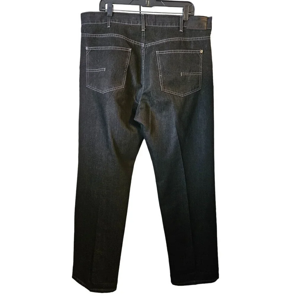 Calvin Klein Straight Leg Dark Wash Streetwear Jeans Gray Stitching Men Size 38